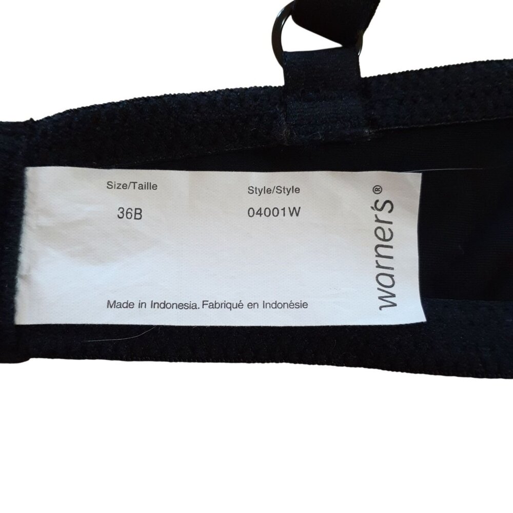 Warners Contour Bra Womens Size 36B Black Adjustable Strap 04001W - Picture 3 of 4
